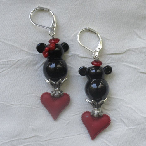 Ravissantes boucles d’oreilles en verre de murano et métal argenté