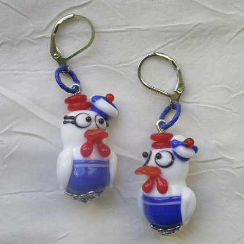 Ravissantes boucles d’oreilles en verre de murano et métal argenté