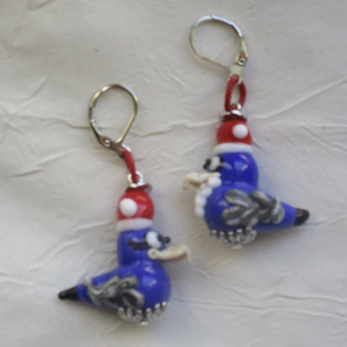 Ravissantes boucles d’oreilles en verre de murano et métal argenté