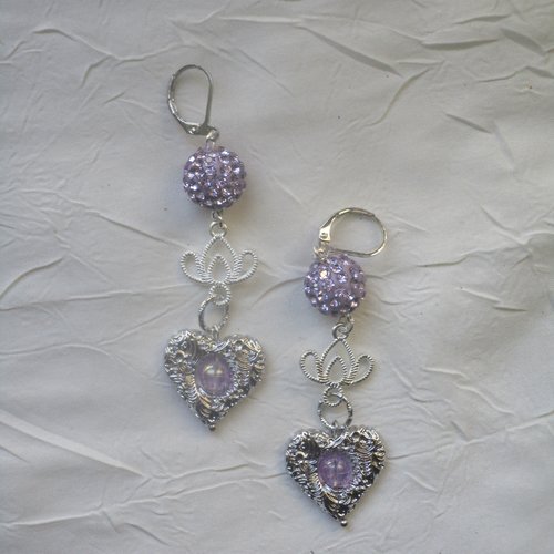 Ravissantes boucles d’oreilles en verre de murano et métal argenté