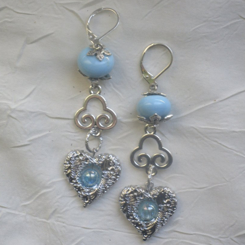 Ravissantes boucles d’oreilles en verre de murano et métal argenté