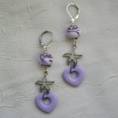 Ravissantes boucles d’oreilles en verre de murano et métal laqué