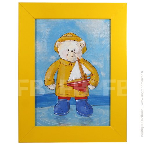 Tableau cadre enfant "petit ours à la mer"