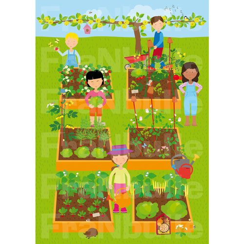 Illustration clipart jardin à l'école
