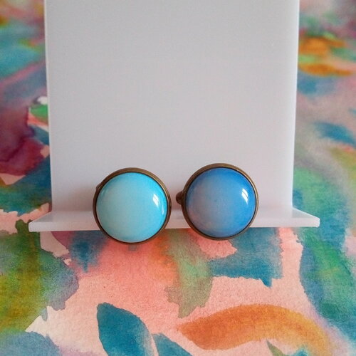 Boutons manchette laiton avec cabochons ronds 14mm opale gemme pierre precieuse,cadeau fete anniversaire noel,accessoire costume cravate