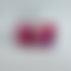 Peinture acrylique,boutons manchette laiton avec cabochons carres art abstrait contemporain rose violet blanc,accessoire costume chemise
