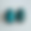 Onyx bleu, clips oreilles laiton bronze avec cabochons ronds 16mm,pierre precieuse,cadeau fete anniversaire noel, fait mains en france