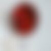 Peinture acrylique fluide,broche ronde bois fleuri, art abstrait fantastique rouge noir et poudre d'or,fait mains en france,cadeau fete noel