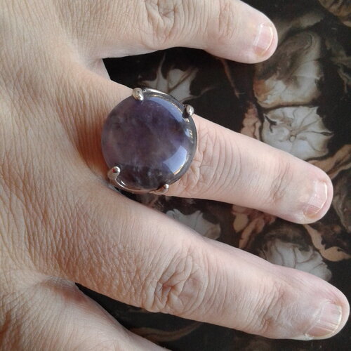 Taille 63,amethyste,pierre gemme violet,semi precieuse,cabochon rond,bague anneau fermé,argent tibetain,bijou femme boheme gothique,cadeau