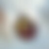 Grenat pierre fine,pendentif oval fleuri,peinture acrylique poudre or,art abstrait contemporain,cadeau fete anniversaire noel,art portable