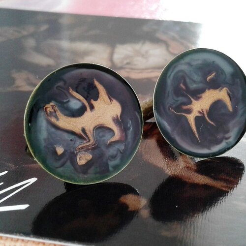 Peint par artiste,boutons manchettes ronds 20 mm,accessoire homme,marron or violet,vert noir gris bleu,boho hippie gothique,art nouveau punk
