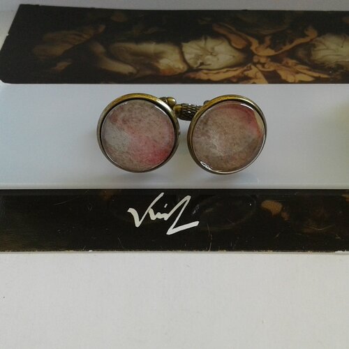 Boutons manchette ronds,aquarelle originale ,artiste peintre française,rouge marron vert bronze,bobo boho gothique abstrait,idee cadeau