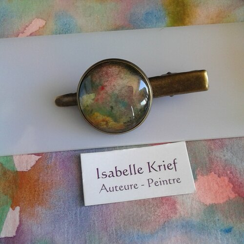 Aquarelle originale,pince à cravate,crocodile,rouge vert orange bronze,bobo boho gothique,cadeau fete,accessoire costume cravate