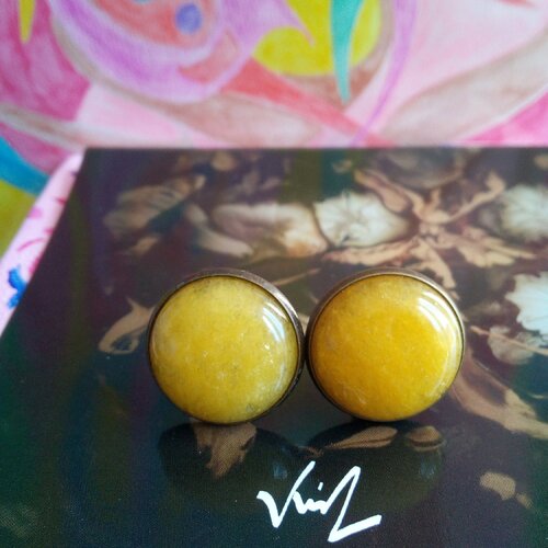 Boutons manchette calcite,pierre semi precieuse,cabochons ronds 20mm,accessoire costume cravate,cadeau fete anniversaire