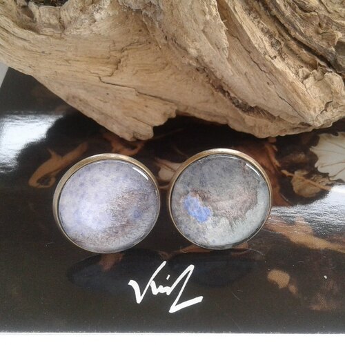 Aquarelle,boutons de manchette,fait mains en france,bleu noir violet,accessoire costume ceremonie,bobo boho gothique
