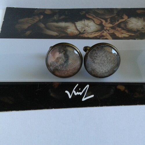 Peint artiste française,boutons manchette rond,aquarelle rouge marron noir,art deco art nouveau,gothique bobo boho,fait en france