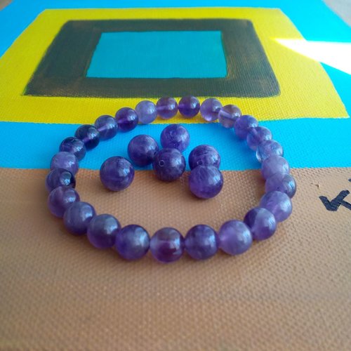 Bracelet amethyste,quartz violet pierres fines,perles rondes 8mm,longueurs au choix,bijou homme femme enfant,cadeau fete anniversaire noel
