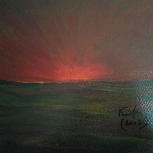 Carte postale coucher de soleil sur narbonne,impression tableau d isabelle krief artiste peintre
