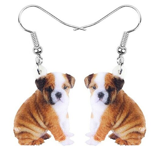 Boucles oreilles pendantes acrylique chien sharpei laser cut,avec crochets en acier inoxydable