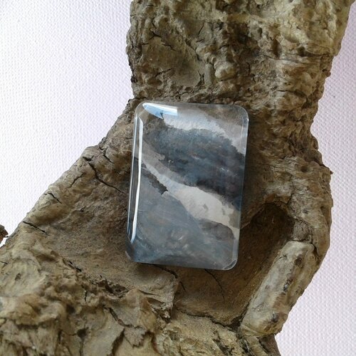 23x33mm,peint artiste française,cabochon verre rectangle,,ond plat,aquarelle noir gris orange blanc,fourniture bricolage mercerie,abstrait