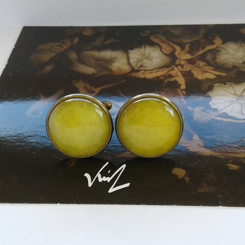 Boutons manchette quartz jaune,pierre semi precieuse,cabochons ronds,accessoire costume cravate,cadeau fete anniversaire,bobo boho gothique