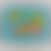 Aquarelle zen coucher de soleil d'été carte d'art originale signée numérotée bord de mer ensoleillé jaune orange,