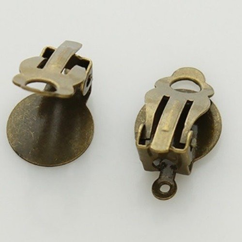 Clips boucles d'oreilles non percées bronze antique, nickel free, diy, créations boucles d'oreilles