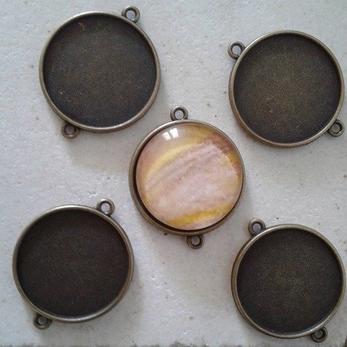 25mm,base connecteur bronze rond,collage cabochon rond plat,fimo verre image,fourniture bricolage mercerie,diy bijou gothique boheme