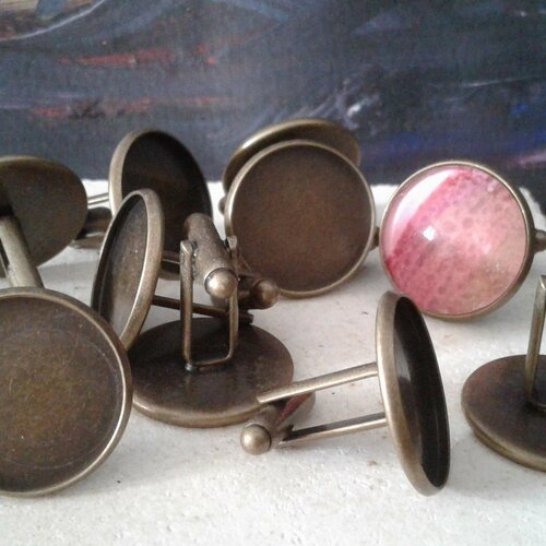 20mm,base bouton manchette,bronze,cabochon rond,fond plat,collage,image,verre resine,pierre,cristal,,accessoire ceremonie homme
