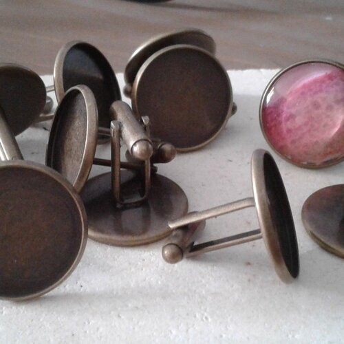 20mm,base bouton manchette,bronze,cabochon rond,fond plat,collage,image,verre resine,pierre,cristal,,accessoire ceremonie homme