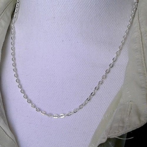 Lot,70 cm,plaqué argent,chaîne forcat 4x3mm,fermoir mousqueton,diy collier,pendentif,gothique,homme femme,fourniture bijou mercerie