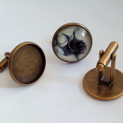 18 mm,base bouton manchette bronze,collage cabochon rond plat,verre image resine,fourniture bricolage mercerie,diy bijou homme,unisexe