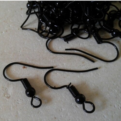 17x20mm,crochet oreille percée, noire,perle noire,fourniture bricolage mercerie,diy boucle oreille noire,victorien gothique