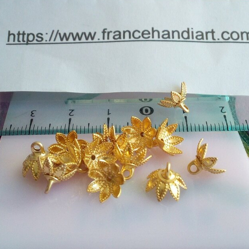 9 mm,lot calotte belière filigrane dore,casquette fleur,connecteur perle,fourniture bricolage mercerie,diy bijou gothique boheme baroque
