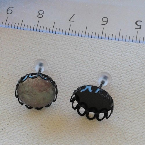 12mm,lot base clou boucle oreille laiton noir,collage cabochon rond fond plat,verre fimo image,bijou victorien gothique boho bobo