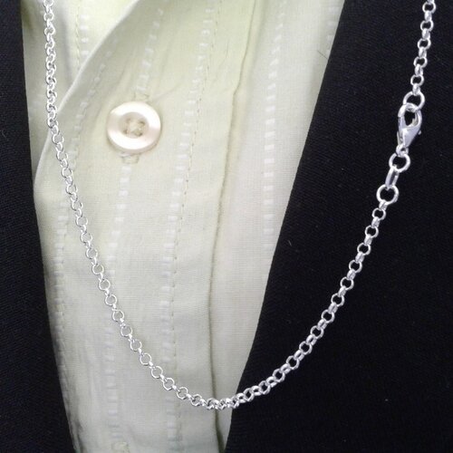 41cm,argent 925,chaîne jaseron ,fermoir mousqueton,bijou punk gothique unisexe,fourniture bricolage mercerie,cadeau fete