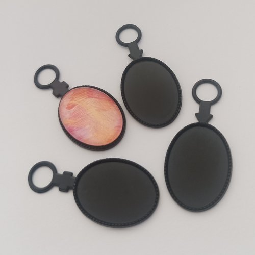 Base pendentif croix ou flèche noire,collage cabochon oval,18x25mm,fond plat,fimo verre image,fourniture bijou mercerie,boho gothique