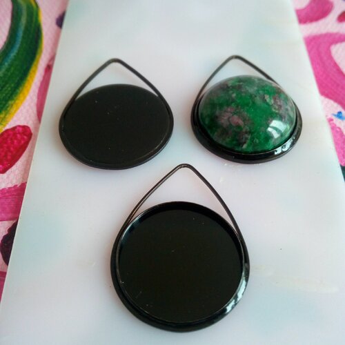 20mm, base pendentif oeil noir,collage cabochon rond,fond plat,image verre fimo,geometrique goutte,fourniture bricolage mercerie,boho bobo