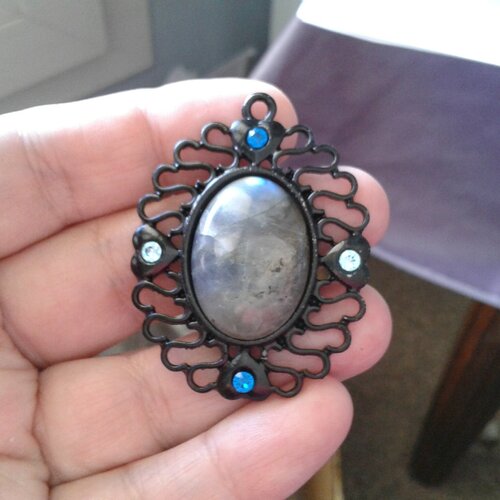 18x25mm,base pendentif noir,collage cabochon oval,fond plat,verre image fimo,coeurs ajoure,fourniture bricolage mercerie,gothique