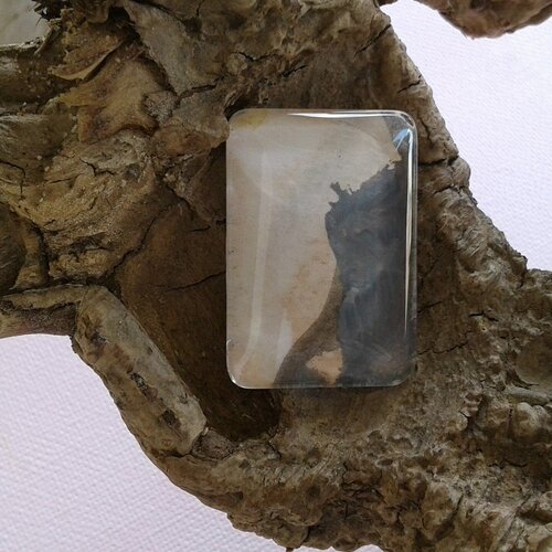 23x33mm,peint artiste française,cabochon verre rectangle,fond plat,aquarelle noir orange blanc,fourniture bricolage mercerie,art nouveau