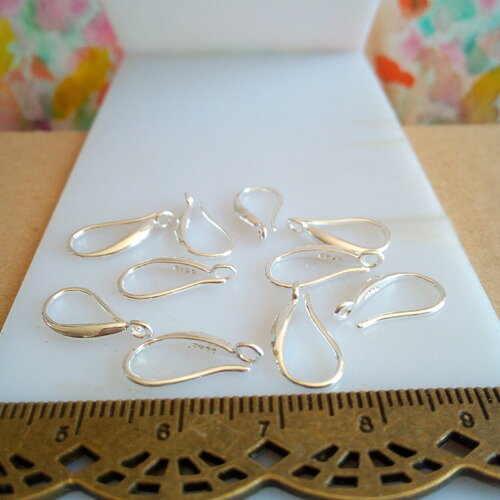 Lot,crochet boucle oreille argente poincon 925, dia 8x16mm,fourniture bricolage mercerie,diy bijou boho bobo baroque gothique