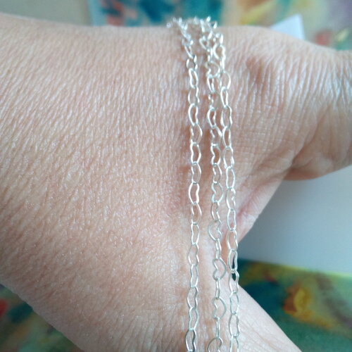 46cm, chaîne maillons coeurs 4x3mm,18 pouces,argent poinçon 925e,fermoir mousqueton