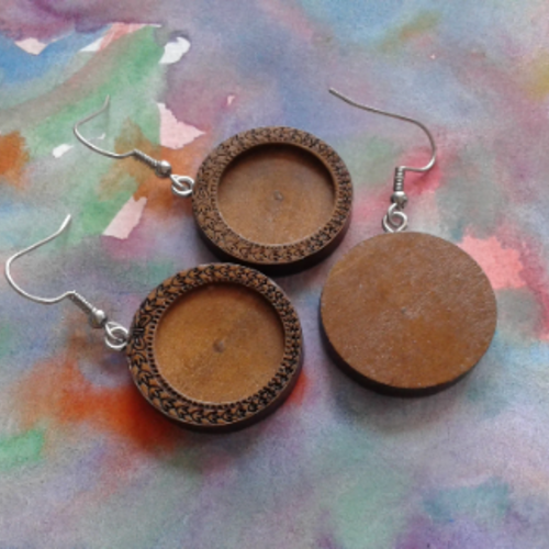 18mm,lot,bois acier inox,base boucle oreille,collage cabochon rond plat,verre image,noeud feuille,fourniture mercerie,crochet