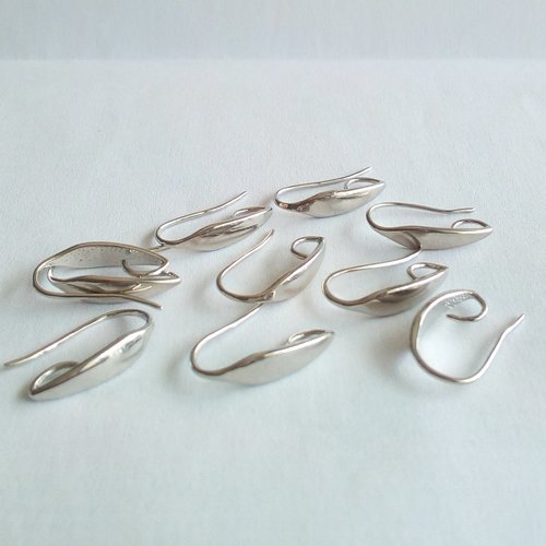Lot crochets boucles d oreilles percees dia 20x11mm,en laiton argente rhodie,fourniture bricolage mercie,diy bijou boho bobo gothique