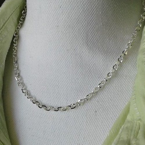 70 cm,chaîne gourmette argente, 5x4mm,fermoir mousqueton,fourniture bijou mercerie,collier pendentif,punk gothique boheme,victorien