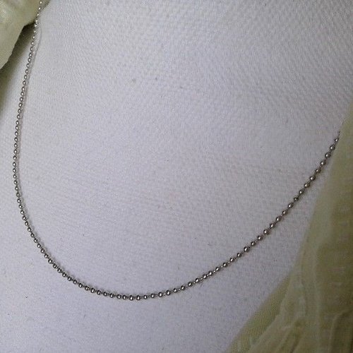 Chaine boule 65 cm,fermoir boule,argente rhodié,collier pendentif,fourniture bijou mercerie