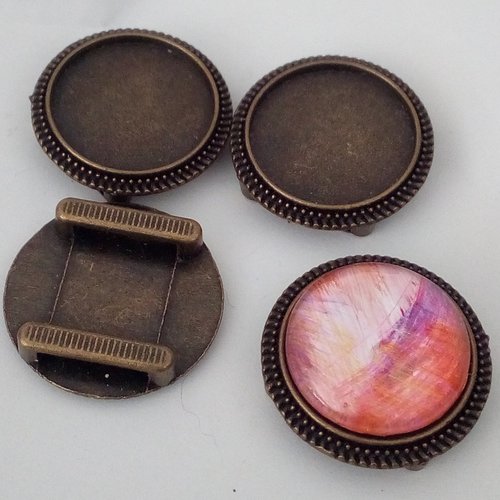 18mm, bouton laiton bronze, support cabochon rond, collage verre image fimo resine, fourniture bricolage mercerie,diy bracelet cuir liberty