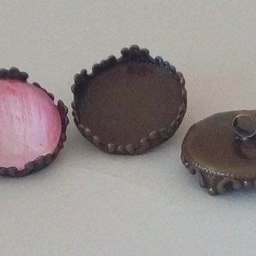 12mm, base pendentif laiton bronze, support cabochon rond,fond plat, collage verre image fimo resine pierre, fourniture bricolage mercerie