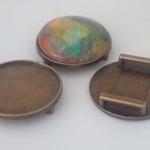 25mm, connecteur laiton bronze, support cabochon rond,fond plat, collage verre image fimo resine pierre, fourniture bricolage mercerie,diy b
