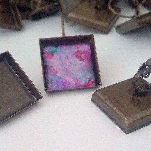 15mm,base dormeuses boucles oreilles laiton bronze,collage cabochon carré,fond plat,image verre resine,pierre,cristal